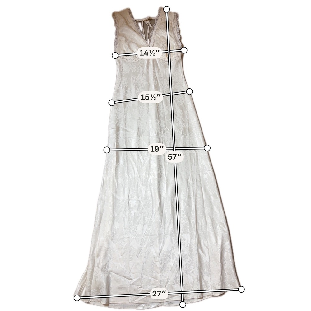 Ivory Satin Slip Dress Womens M Lace Trim Midi Minimalist Model Off Duty Chic - Picture 7 of 7